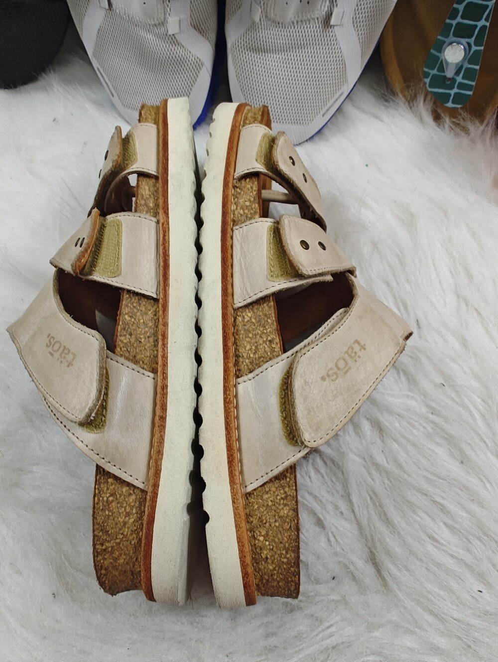 Taos Magnificent Tan Leather Thong Sandals Adjustable Footbed Women EU 40 US 9 - Picture 9 of 11